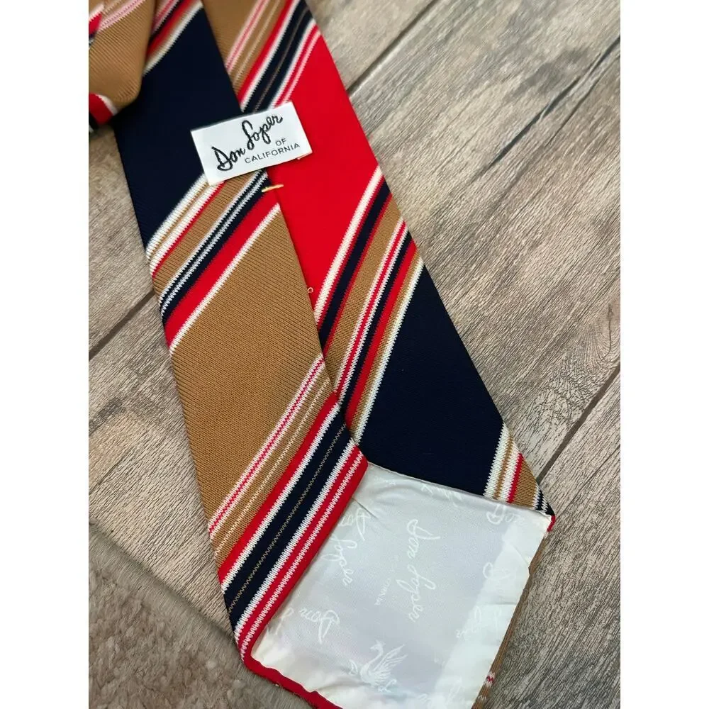 Vintage Don Loper Beverly Hills NeckTie Striped Print Multicolor